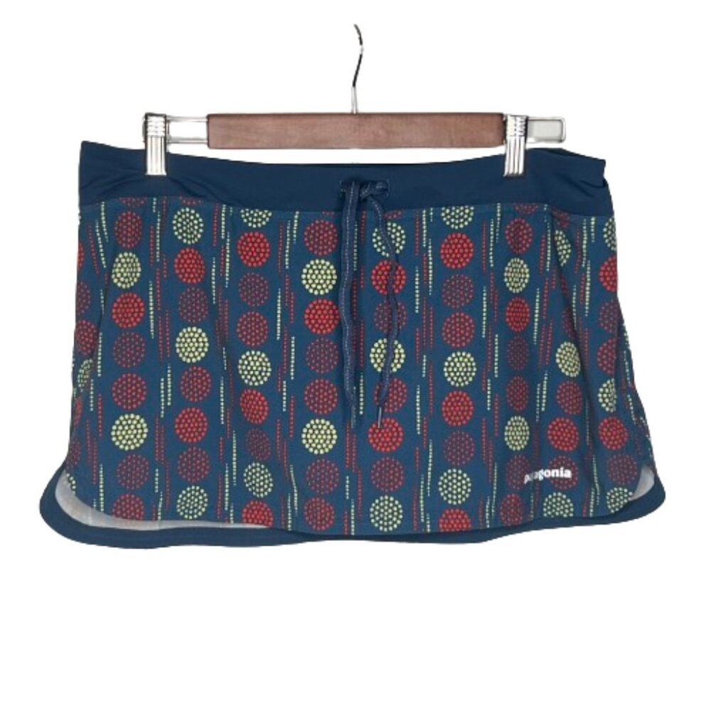 Patagonia Womens Skort Size L Blue‎ Geometric Tennis Pickleball Running Active